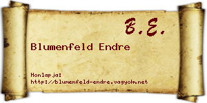 Blumenfeld Endre névjegykártya
